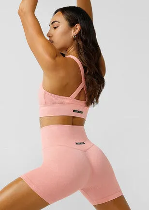 Lorna Jane It Girl Wide Rib Seamless Sports Bra - Washed Peach