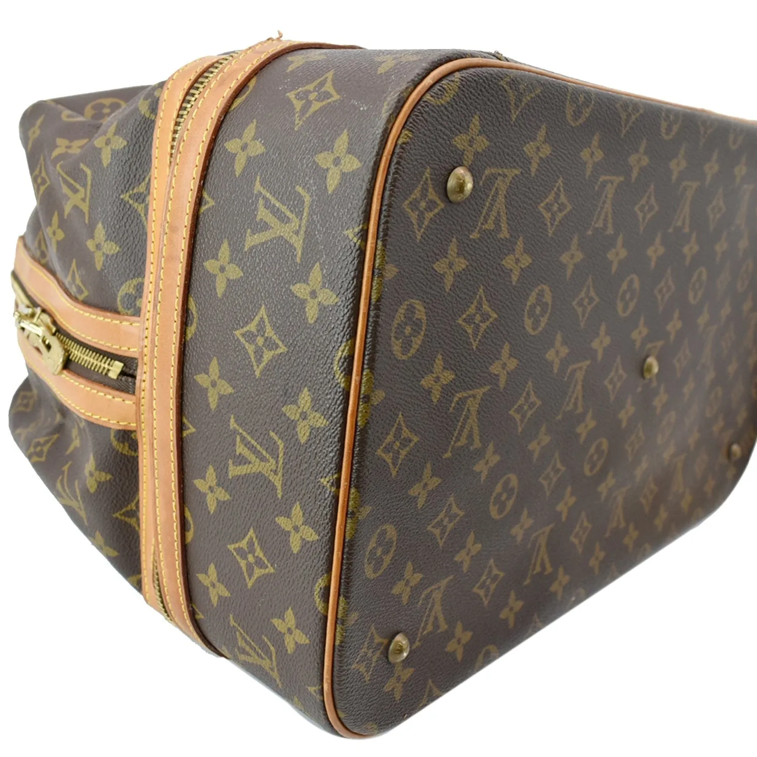 LOUIS VUITTON Vintage Sac Sport Monogram Canvas Boston Travel Bag Brown