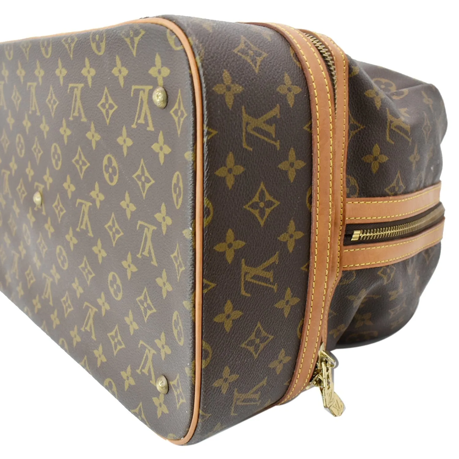 LOUIS VUITTON Vintage Sac Sport Monogram Canvas Boston Travel Bag Brown
