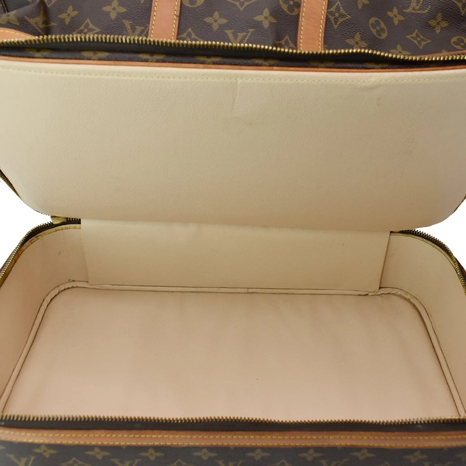 LOUIS VUITTON Vintage Sac Sport Monogram Canvas Boston Travel Bag Brown