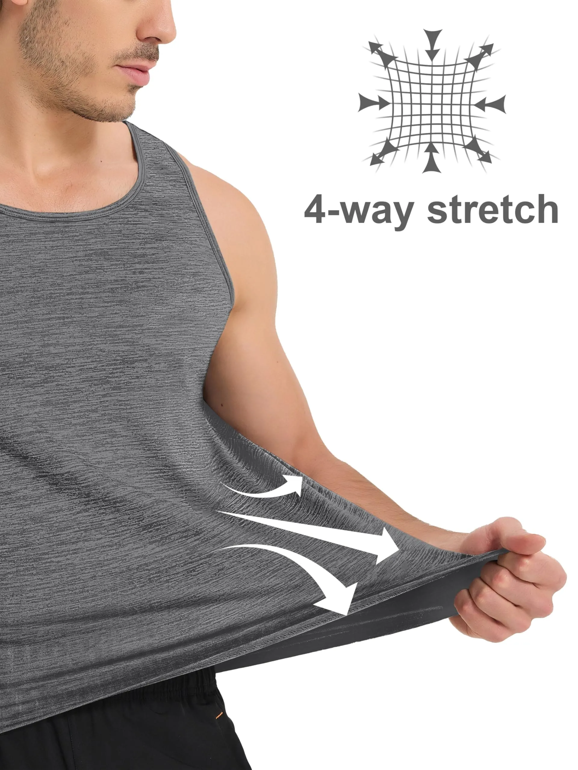 MAGCOMSEN Gym Tank Top Men T Shirts for Men Workout Shirts Sleeveless Athletic Shirts for Men Gym Tank Top Summer Tank Top Tee Dark Grey