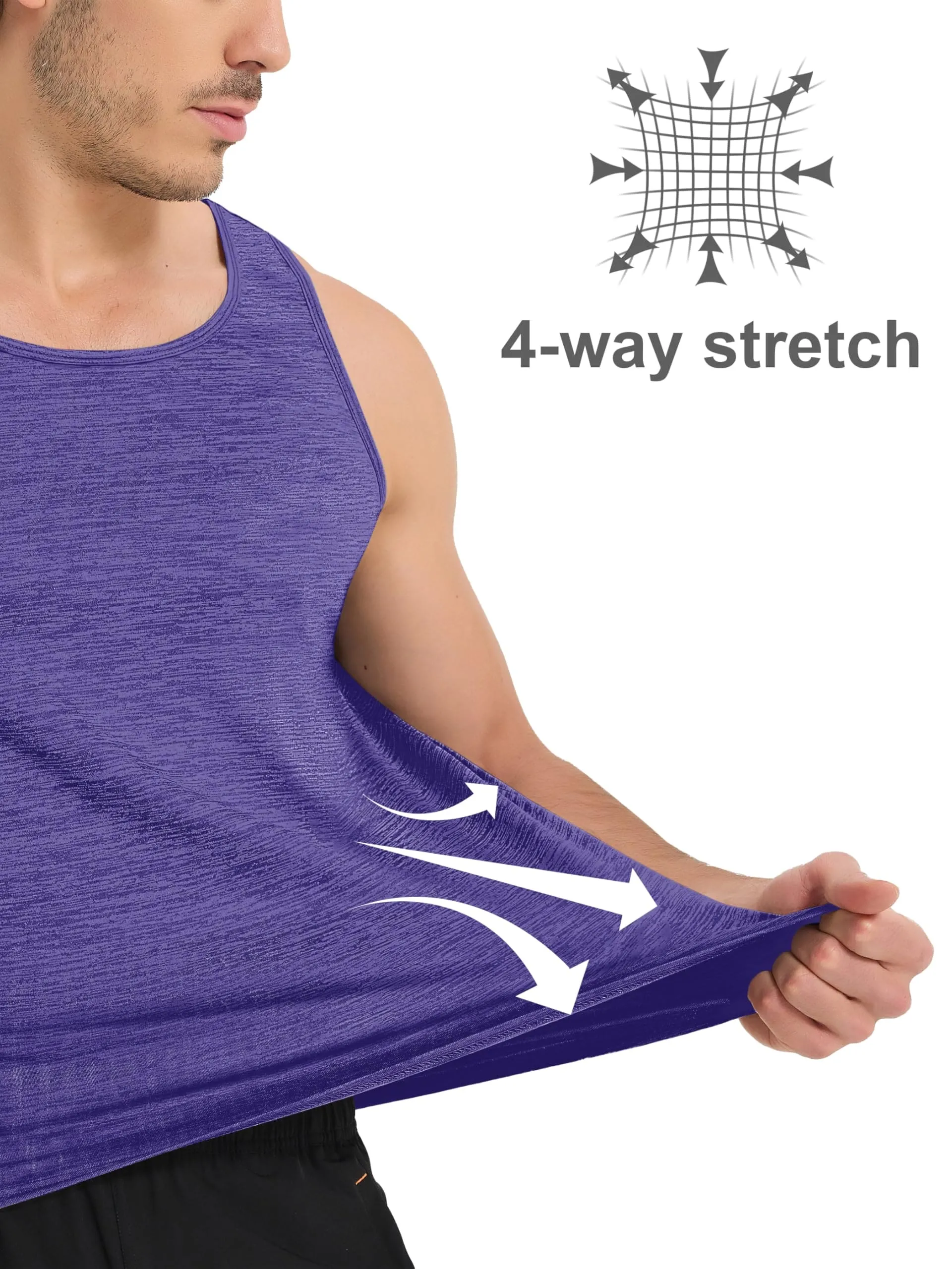 MAGCOMSEN Workout Tank Tops for Men Running Tank Tops Dry Fit Tank Tops Sleeveless Gym Shirts Active Fitness Shirts Men Violet