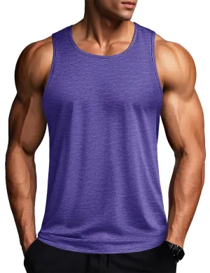 MAGCOMSEN Workout Tank Tops for Men Running Tank Tops Dry Fit Tank Tops Sleeveless Gym Shirts Active Fitness Shirts Men Violet