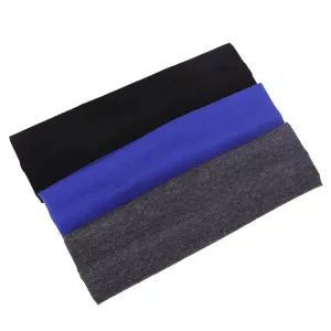 MapofBeauty 3 Pack Yoga Headbands Stretchy Cotton Head Band Hairwarp Sports Running Exercise Gym (Solid Color)