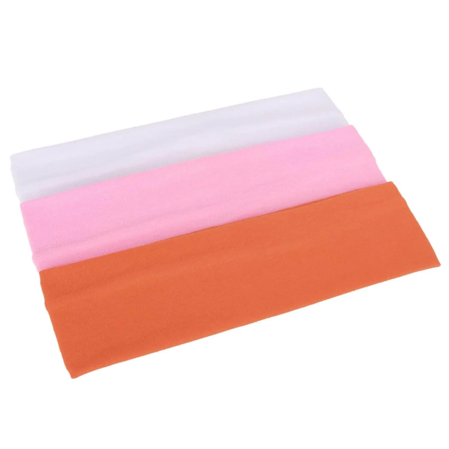 MapofBeauty 3 Pack Yoga Headbands Stretchy Cotton Head Band Hairwarp Sports Running Exercise Gym (Solid Color)