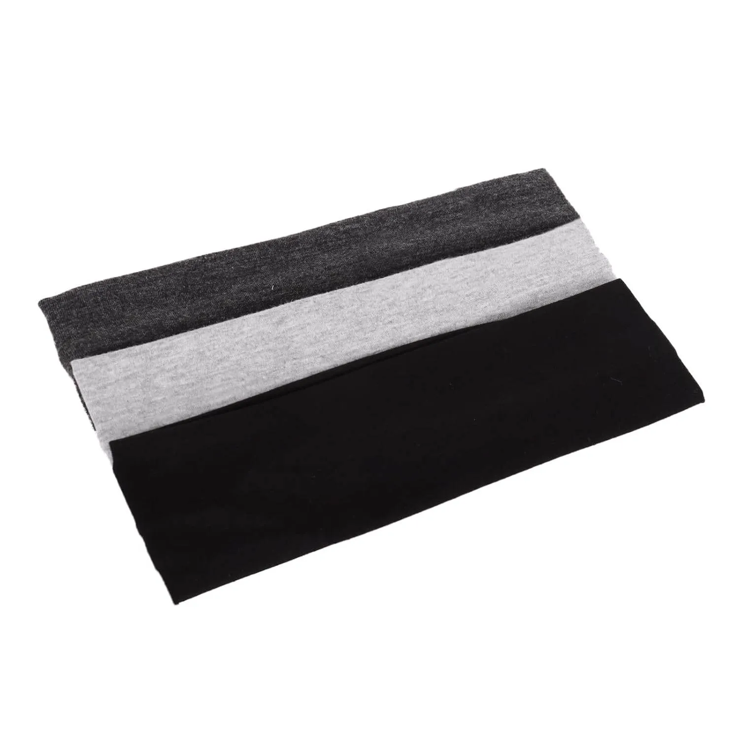 MapofBeauty 3 Pack Yoga Headbands Stretchy Cotton Head Band Hairwarp Sports Running Exercise Gym (Solid Color)