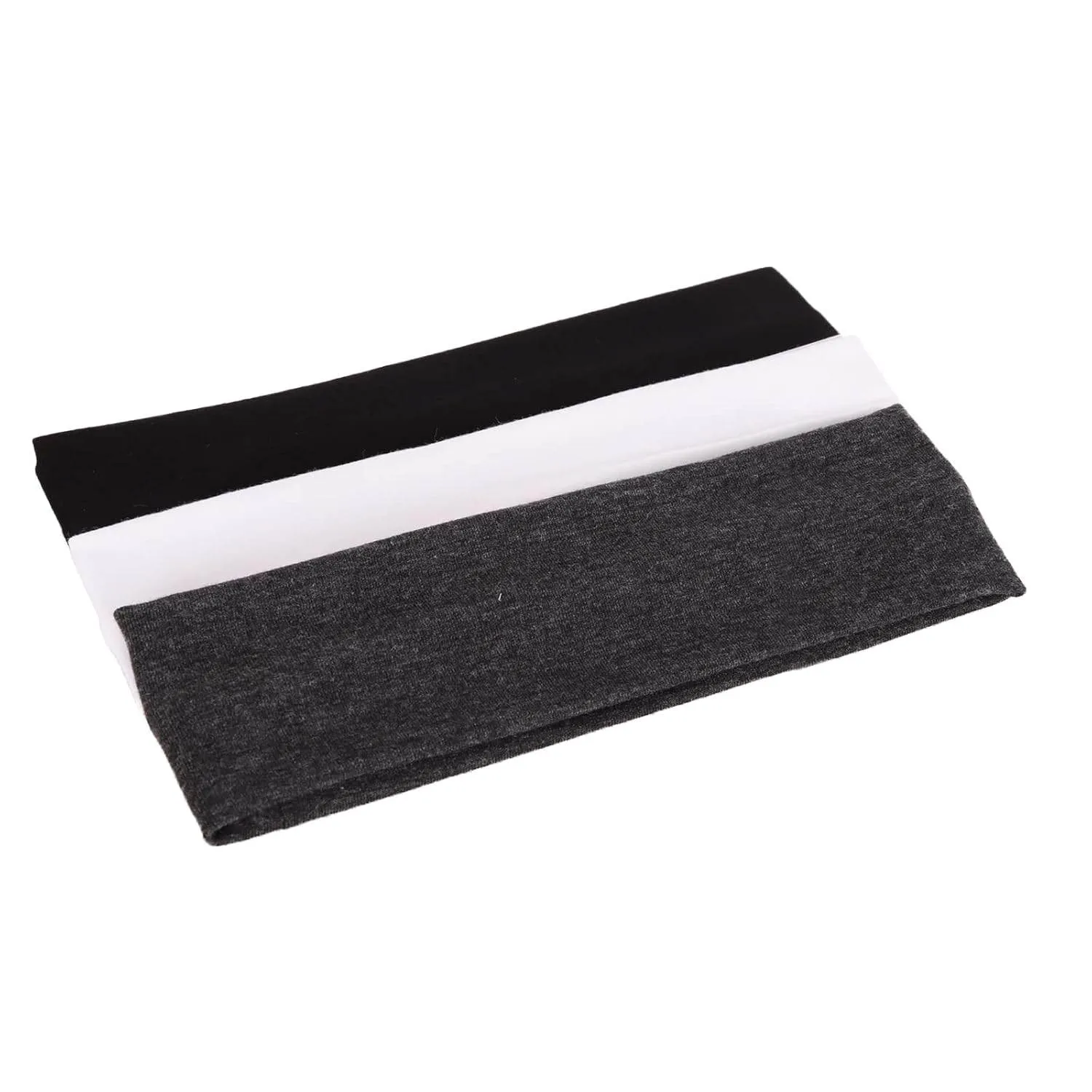 MapofBeauty 3 Pack Yoga Headbands Stretchy Cotton Head Band Hairwarp Sports Running Exercise Gym (Solid Color)