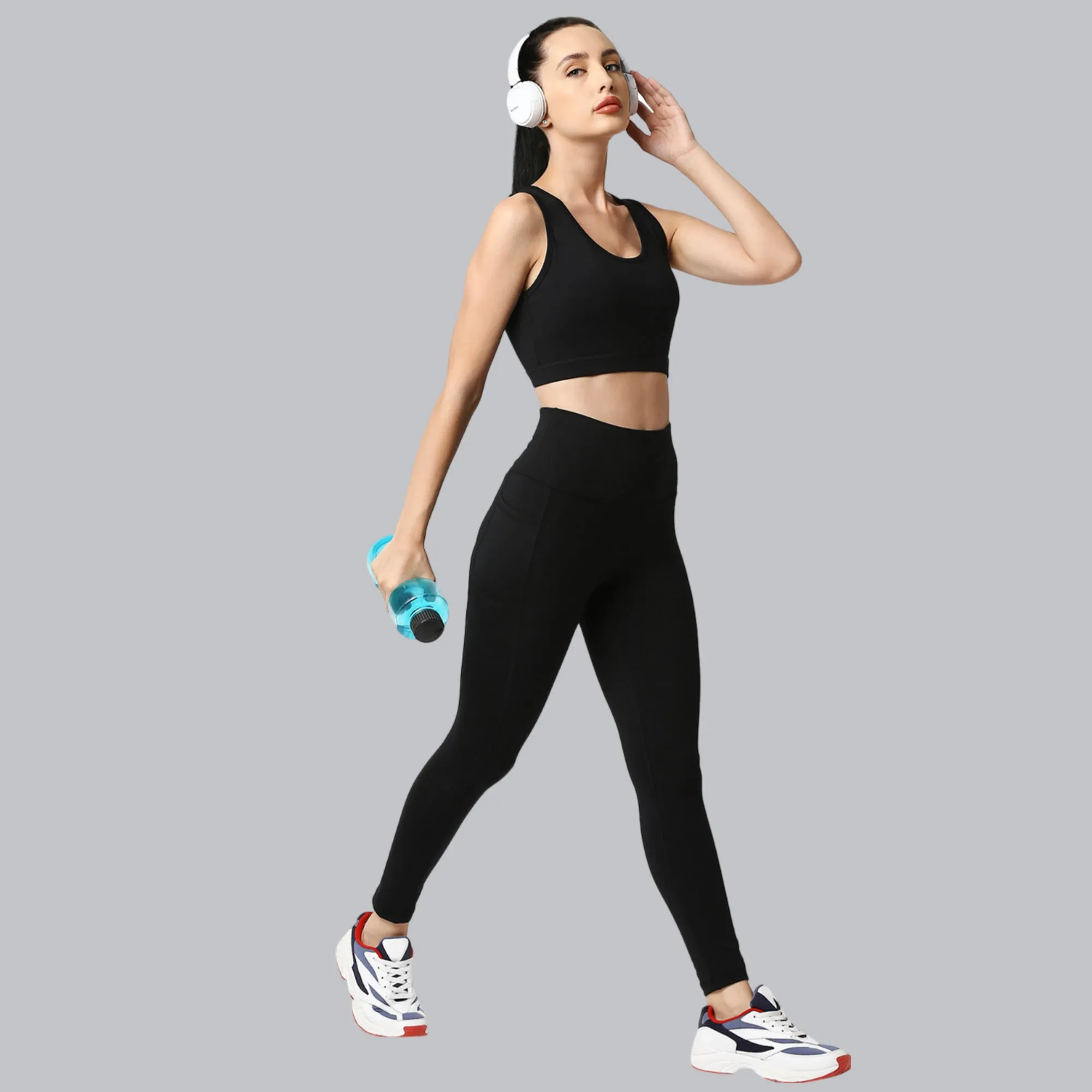 Medium Impact Racerback Sports Bra with Removable Cups
