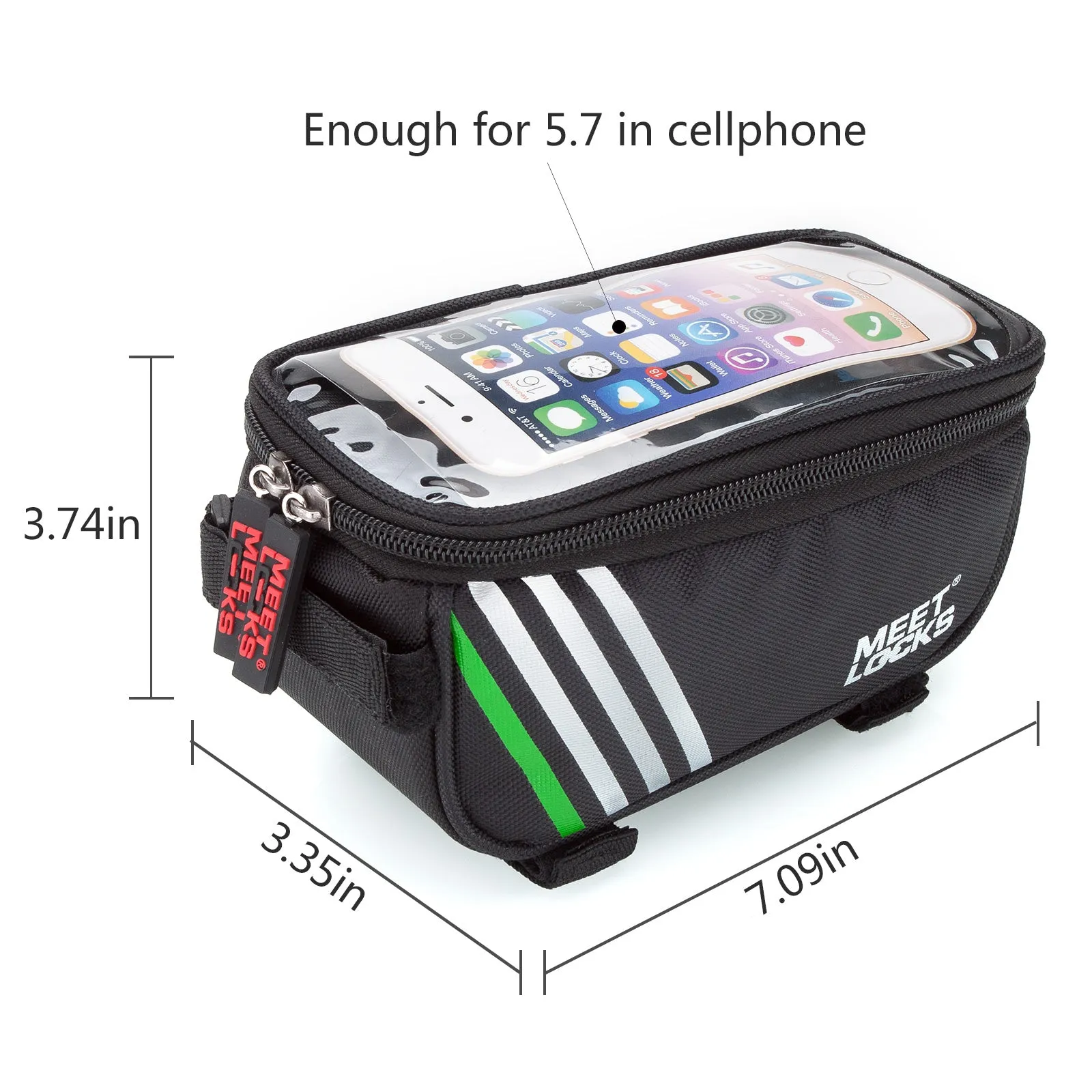 MEETLOCKS Bike Bags Cycling Front Frame Bag for Screen 5.7",BAG0004