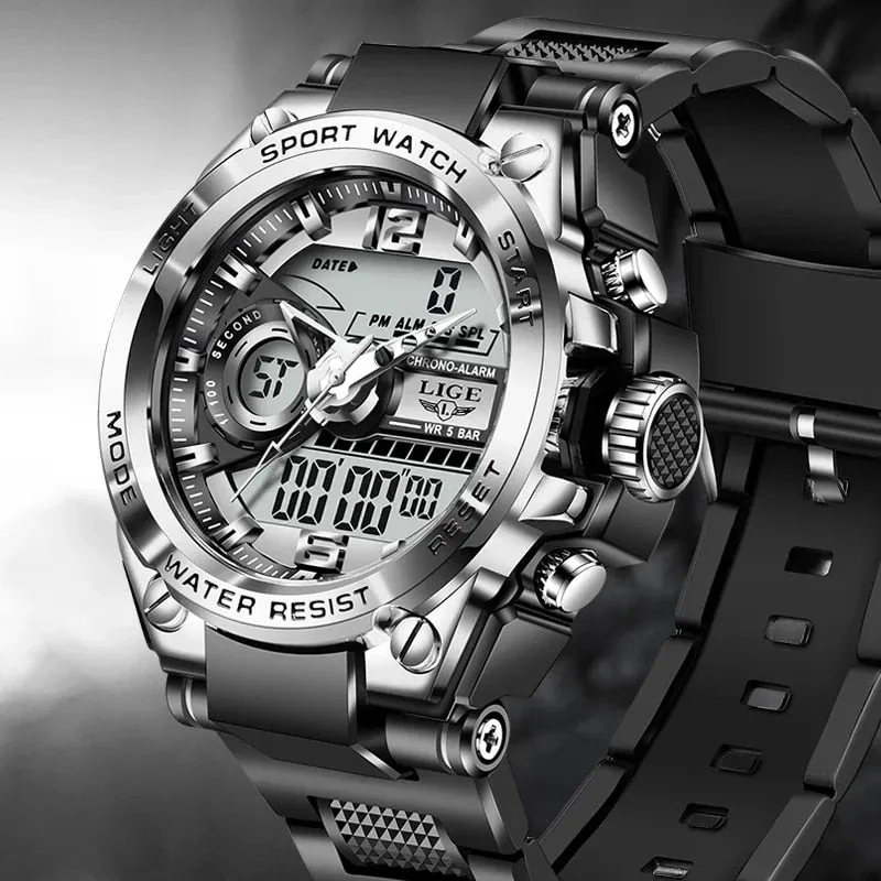 Men Military Watch 50m Waterproof Wristwatch LED Quartz