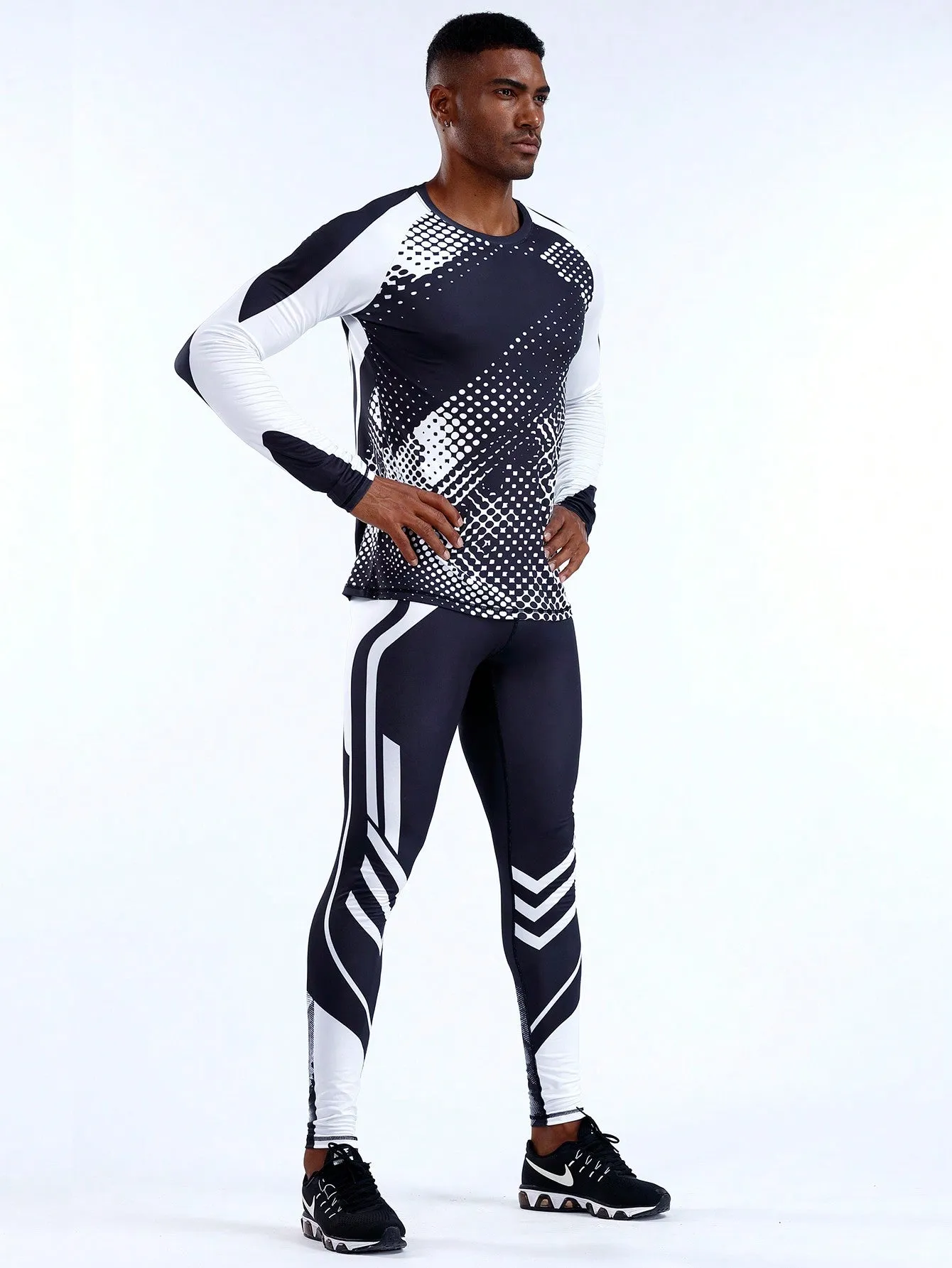 Men Polka Dot & Letter Graphic Sports Set