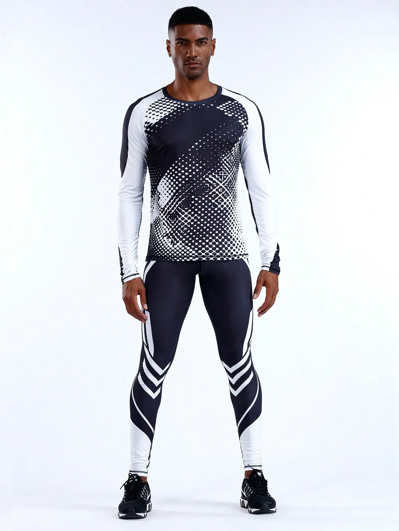 Men Polka Dot & Letter Graphic Sports Set