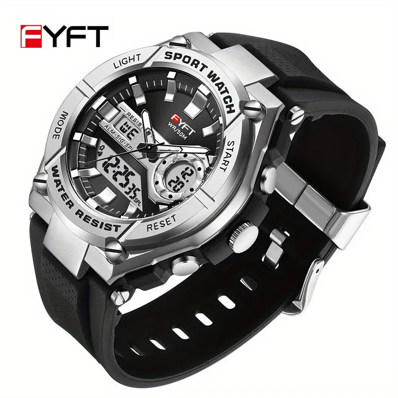 Men's Watch FYFT Boy's Metal Outdoor Trendy Multifunctional Electronic Watch, Ideal choice for Gifts FS