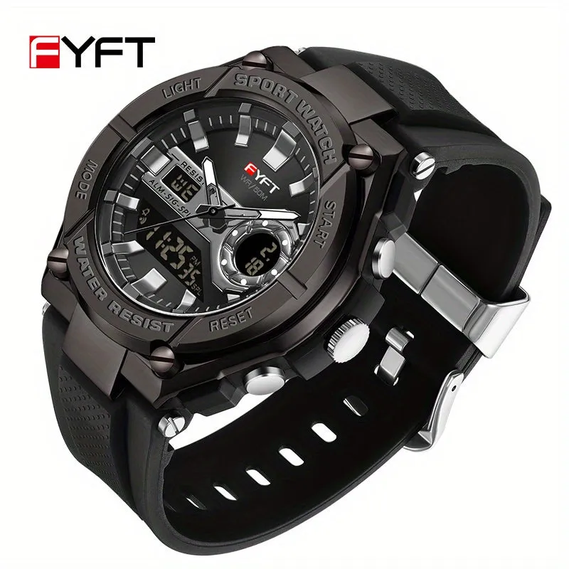 Men's Watch FYFT Boy's Metal Outdoor Trendy Multifunctional Electronic Watch, Ideal choice for Gifts FS