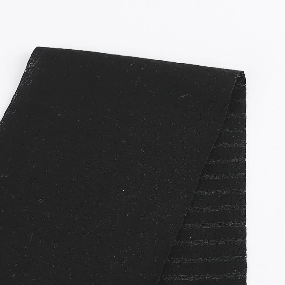 Merino Pointelle Plated Stripe Jersey - Black