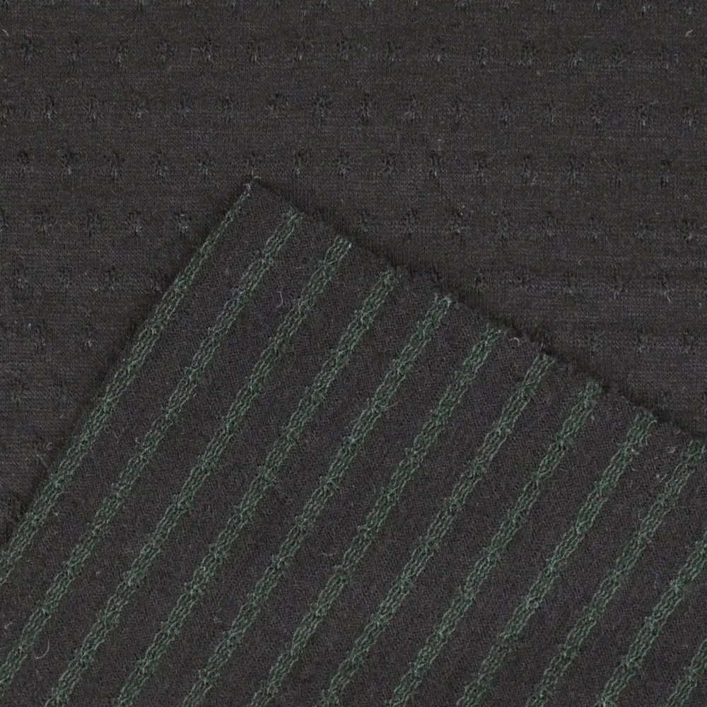 Merino Pointelle Plated Stripe Jersey - Black
