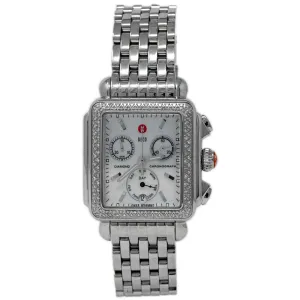 Michele Ladies Deco Day Stainless Steel 33mm Chronograph MOP Stick Dial Watch Reference #: MW06P01A1025