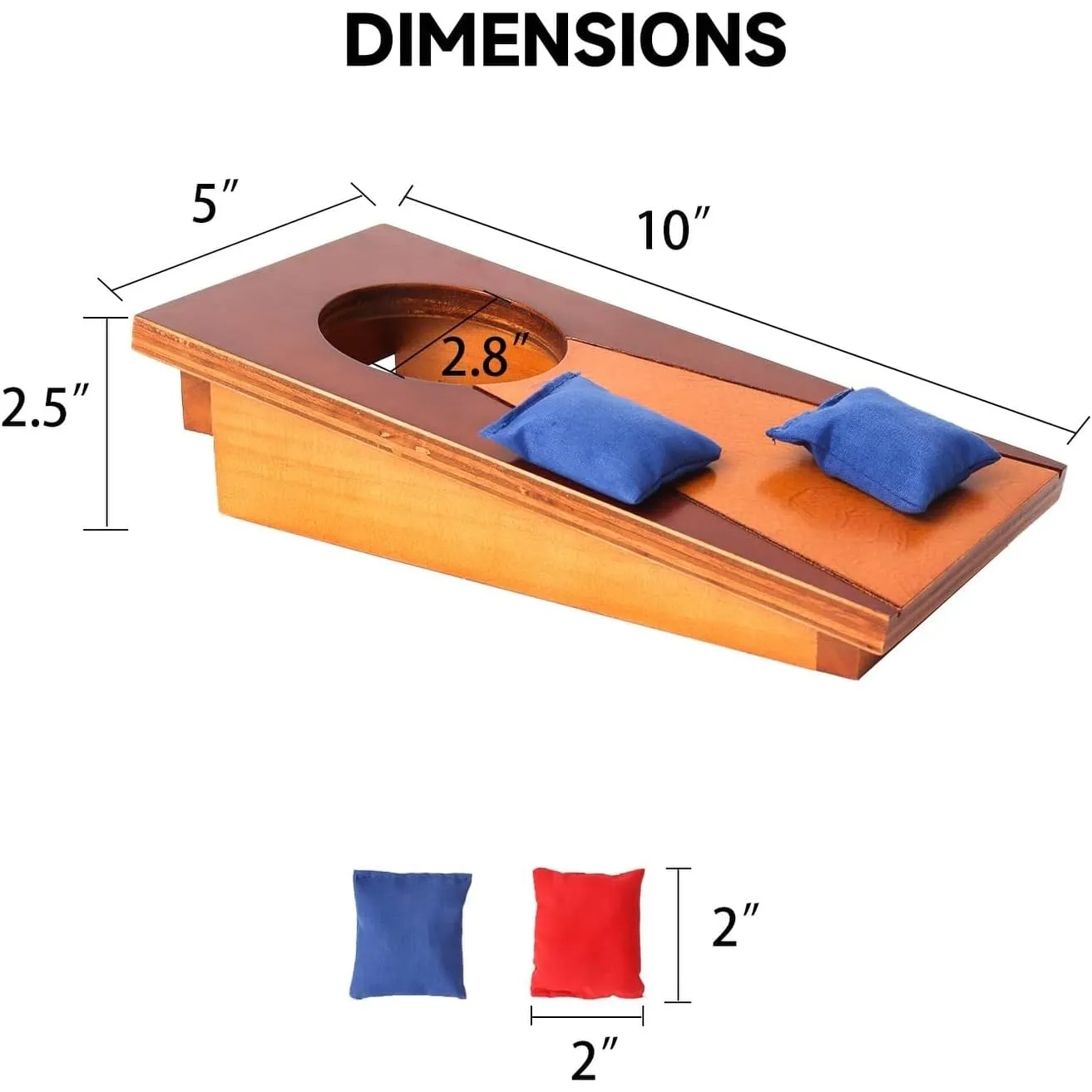Mini Tabletop Cornhole Toss Game Set with 8 Bean Bags Wooden Office