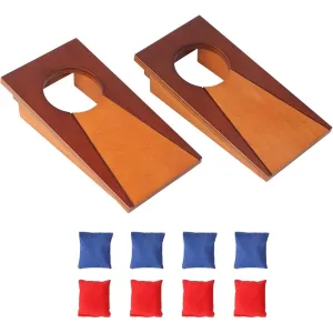 Mini Tabletop Cornhole Toss Game Set with 8 Bean Bags Wooden Office