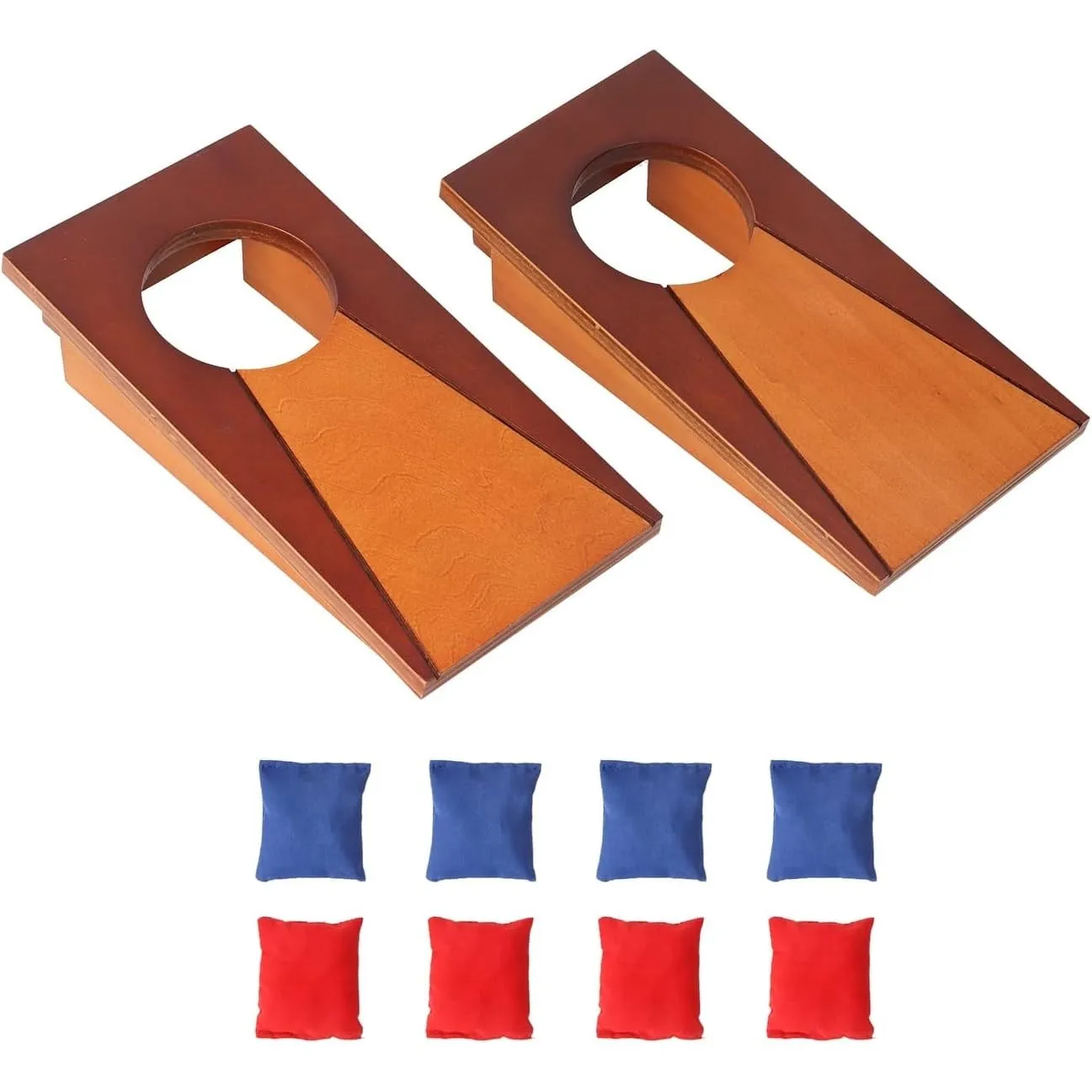 Mini Tabletop Cornhole Toss Game Set with 8 Bean Bags Wooden Office