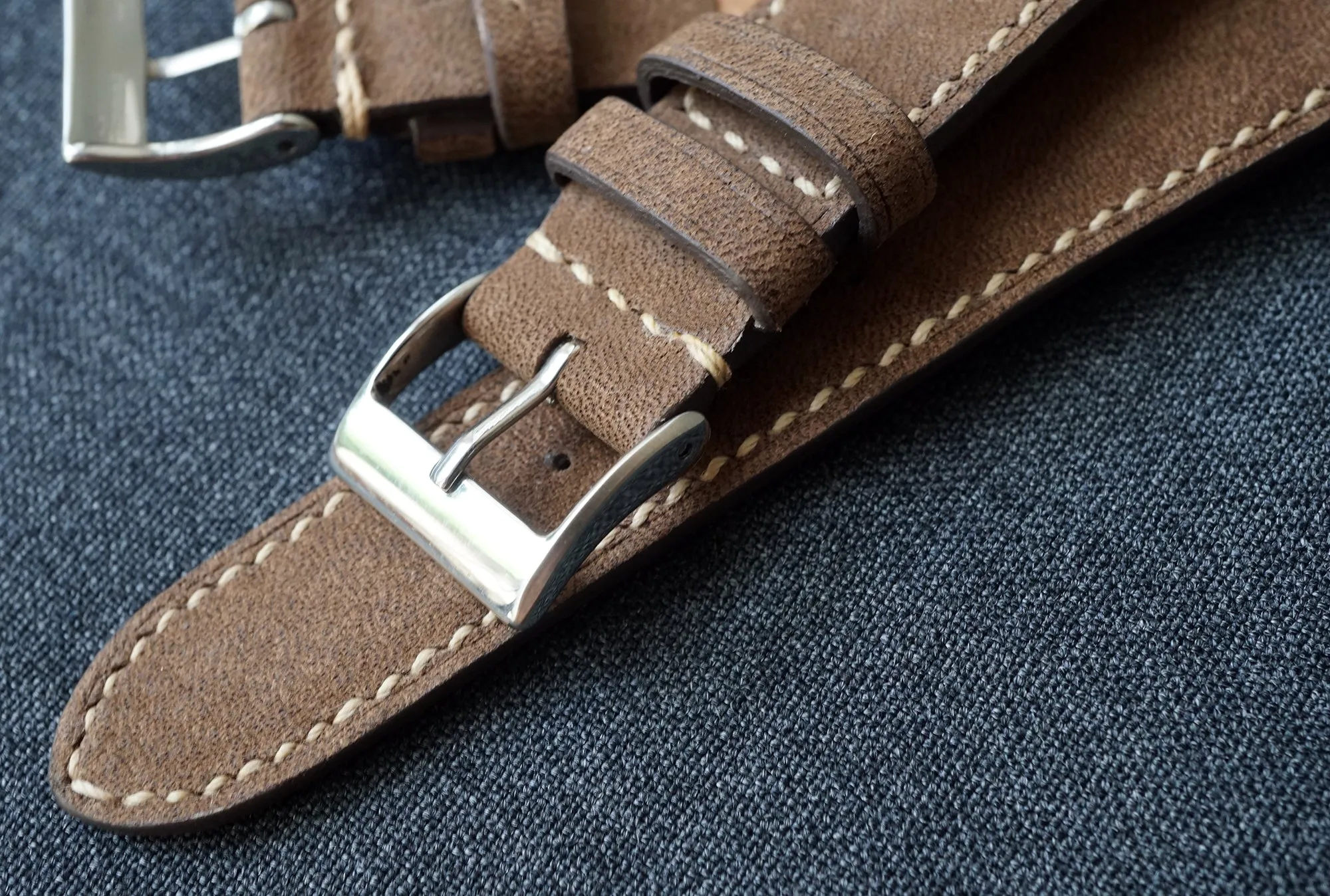 MOCHA NUBUCK CUSTOM MADE STRAP - FULL STITCHED