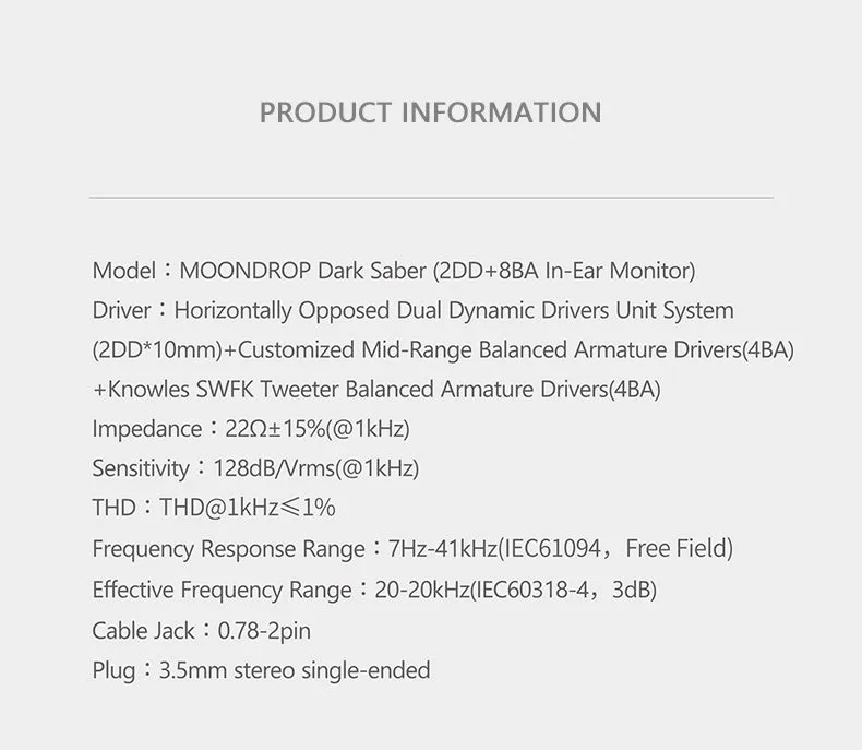 Moondrop Dark Saber Hybrid Reference IEM (Apos Certified Refurbished)