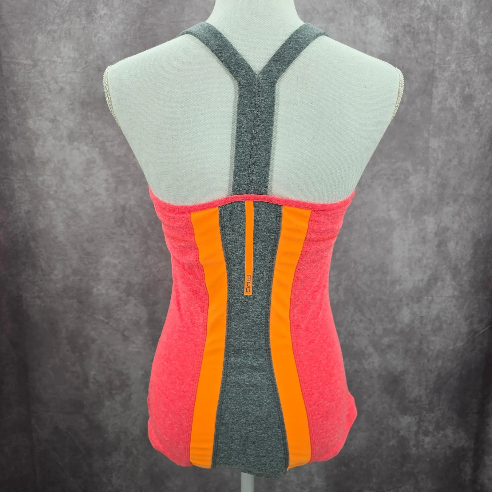 MPG Pink Orange Gray Racerback Sports Activewear Support Bra Tank Top Small