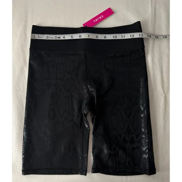 New Terez Black Snakeskin Foil Bike Shorts Size S