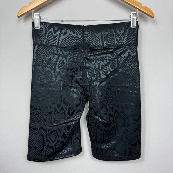 New Terez Black Snakeskin Foil Bike Shorts Size S