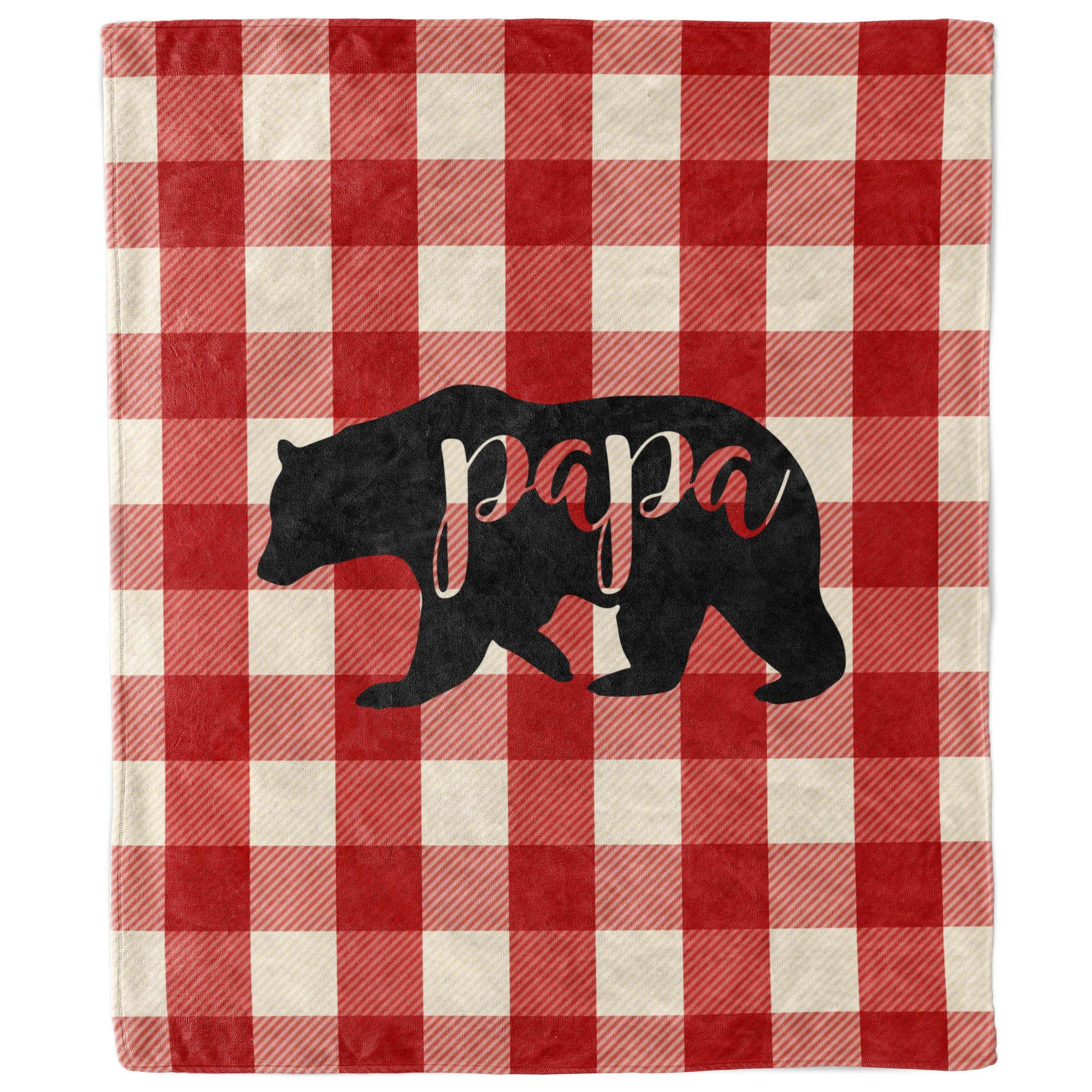 Papa Bear Red Checked Inspirational Blanket