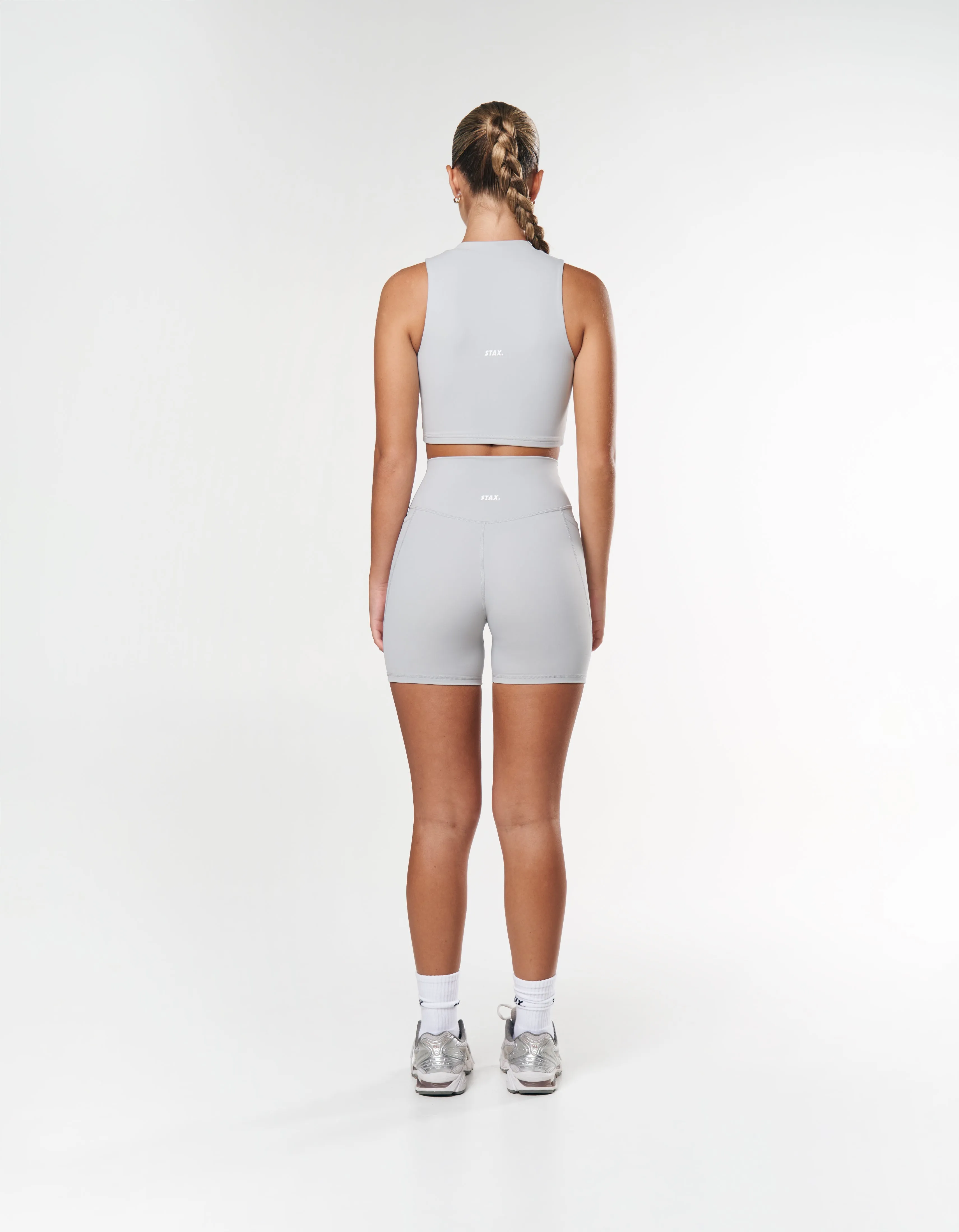 Phone Pocket Midi Bike Shorts NANDEX ™ - Light Grey