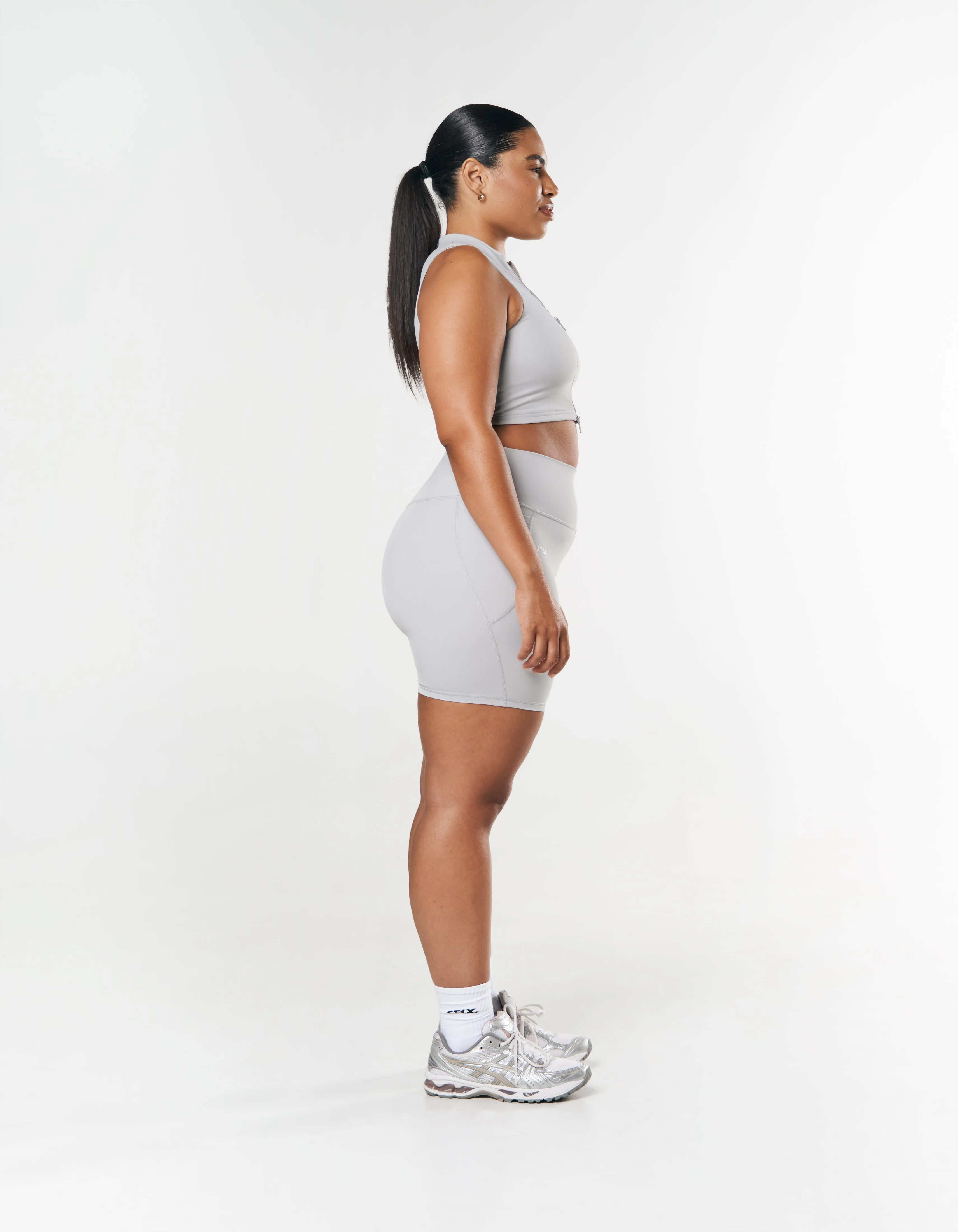 Phone Pocket Midi Bike Shorts NANDEX ™ - Light Grey