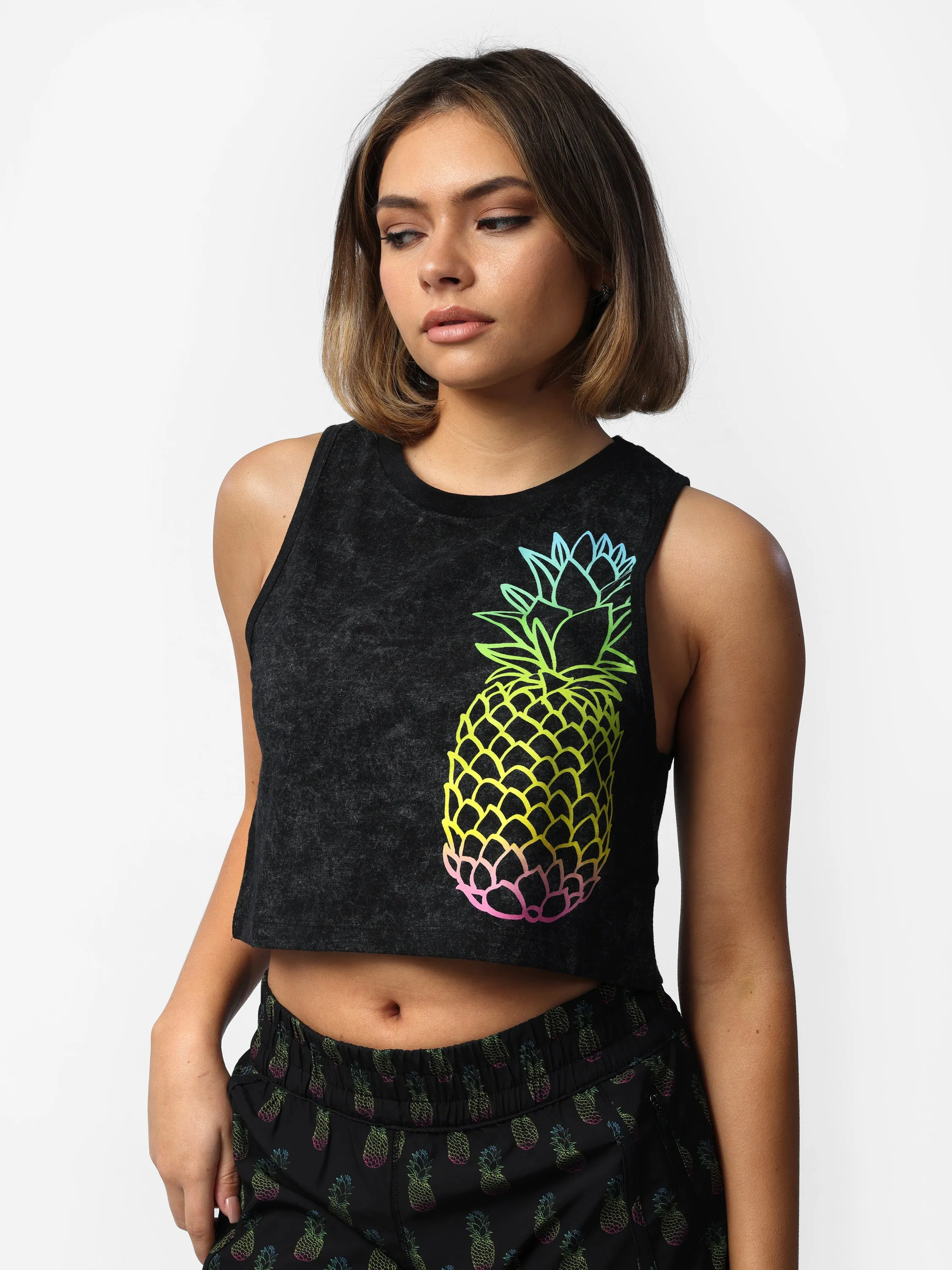Pineapple Print Cropped Top