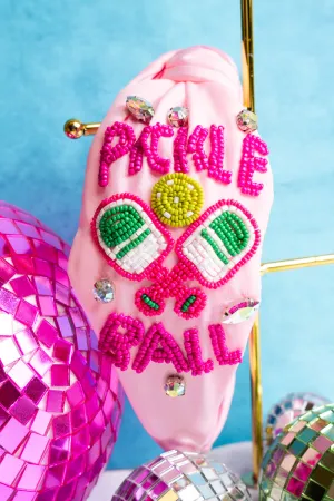 Pink Pickle Ball Seed Bead Knotted Headband