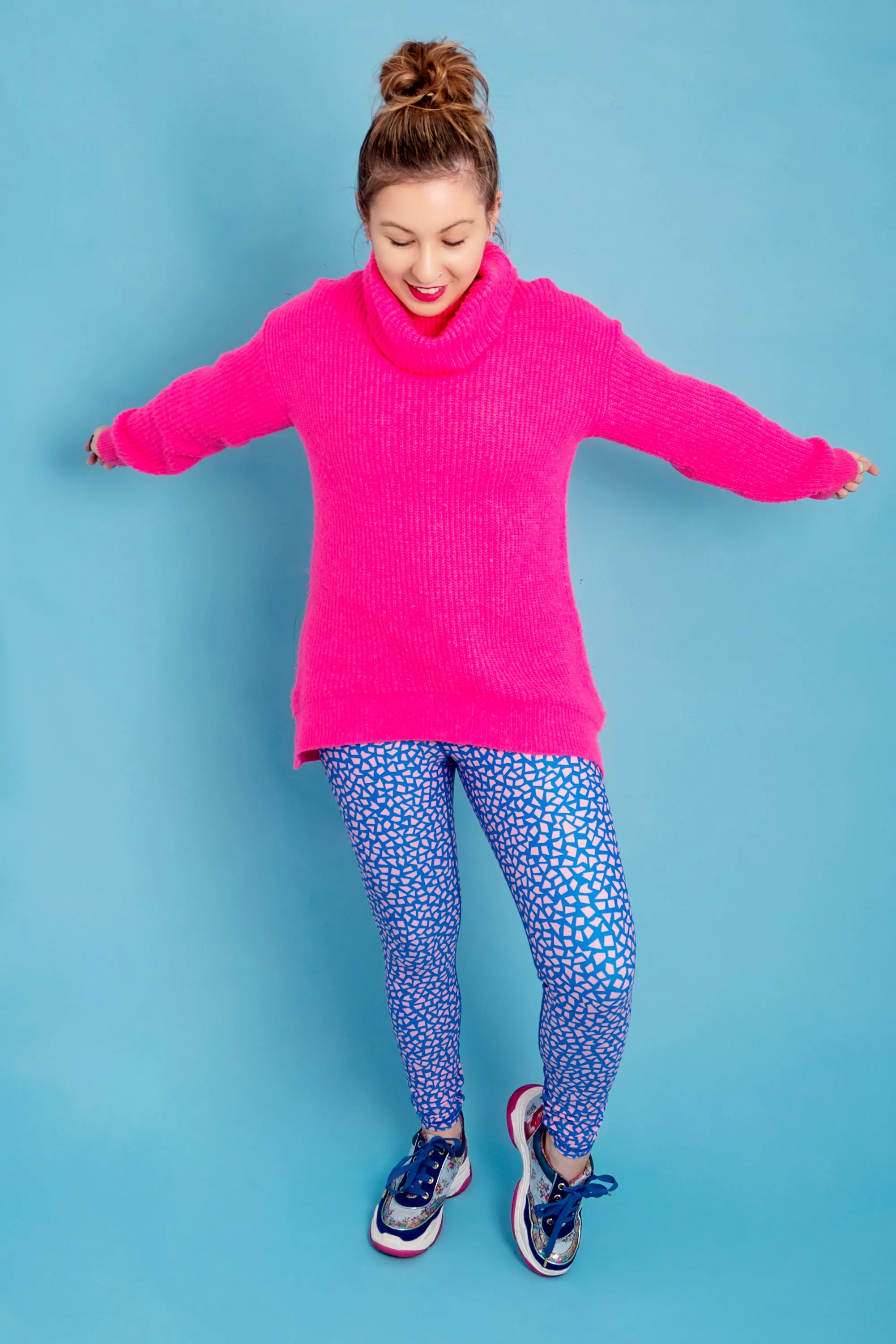 Pink/Blue Terrazzo Women’s Activewear Leggings - Tall 33” inside leg