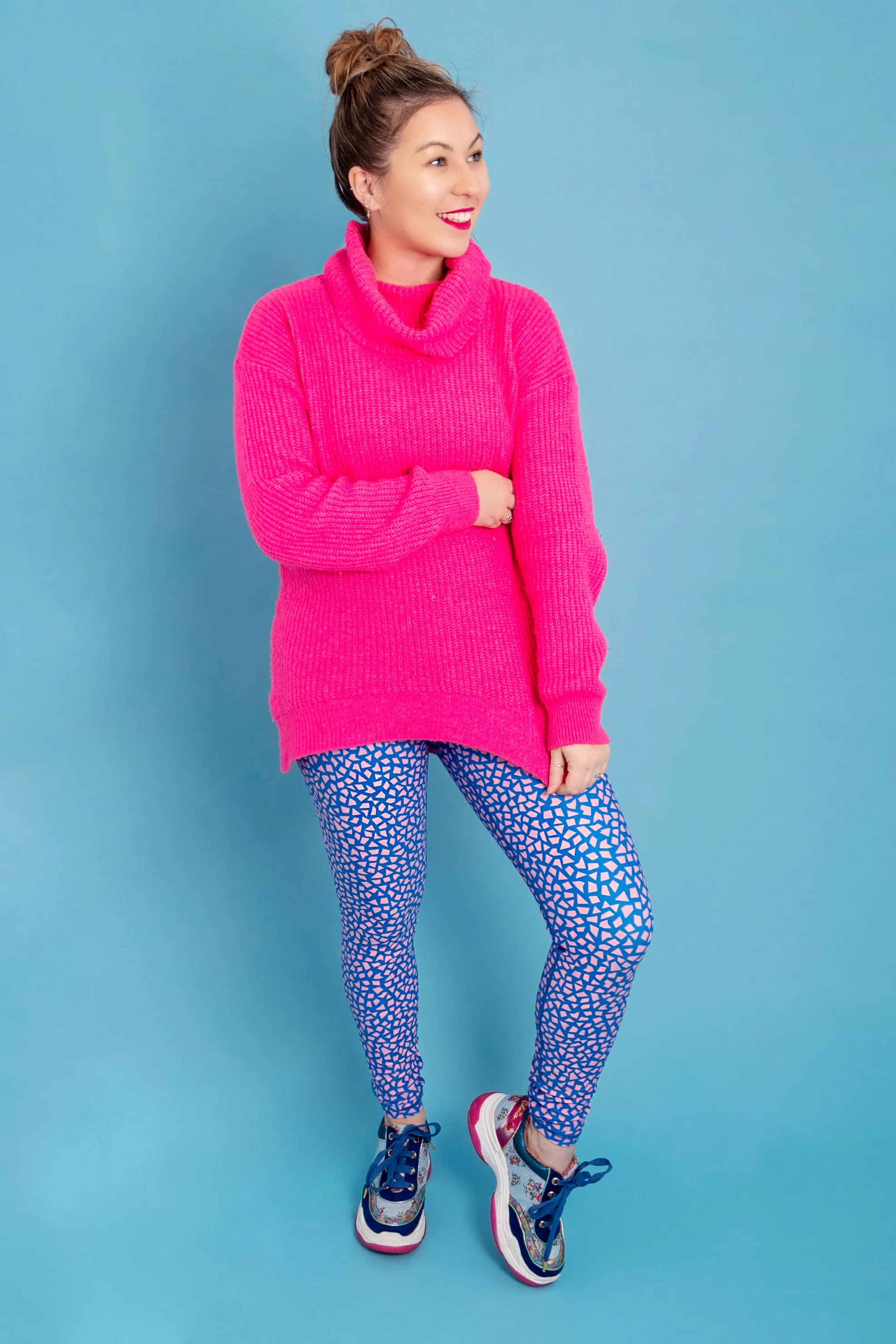 Pink/Blue Terrazzo Women’s Activewear Leggings - Tall 33” inside leg