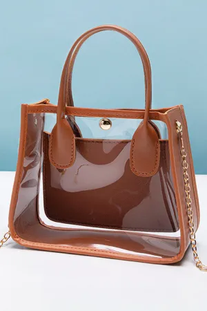 PREORDER! ETA 3/21 Becca Chestnut Trim Clear Bag **SHIPPING EXPECTED TO BEGIN ON DATE 3/21**