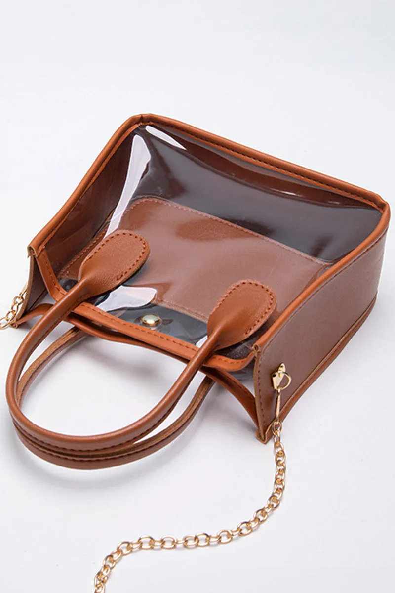 PREORDER! ETA 3/21 Becca Chestnut Trim Clear Bag **SHIPPING EXPECTED TO BEGIN ON DATE 3/21**