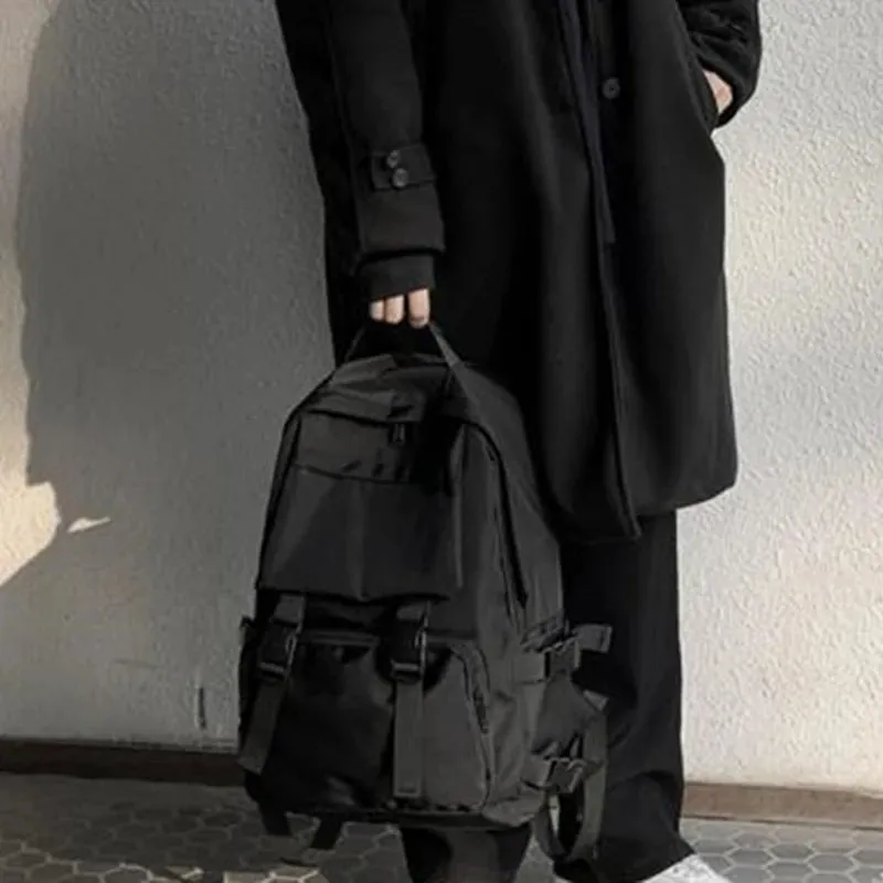 Preppy Style Large Capacity Button Backpack - Chic Retro Travel Bag for Students