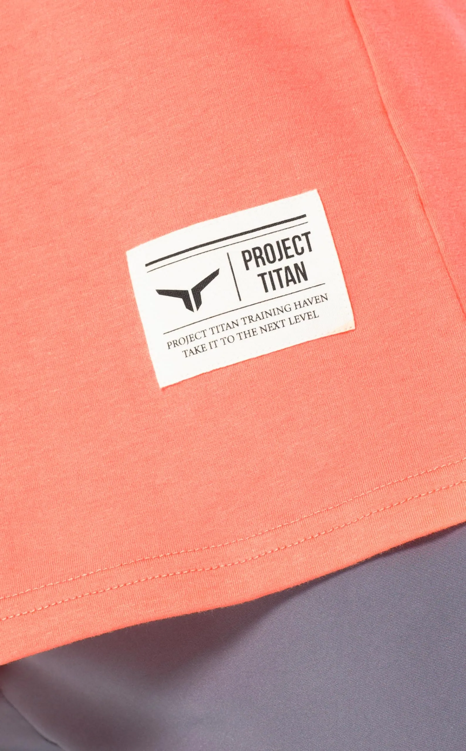 Project Titan Men's Icon Workout Drop Arm Tank Top Cut Off Sleeveless Gym Shirt Sunset Coral