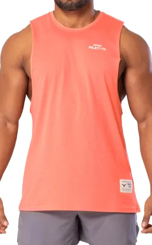 Project Titan Men's Icon Workout Drop Arm Tank Top Cut Off Sleeveless Gym Shirt Sunset Coral