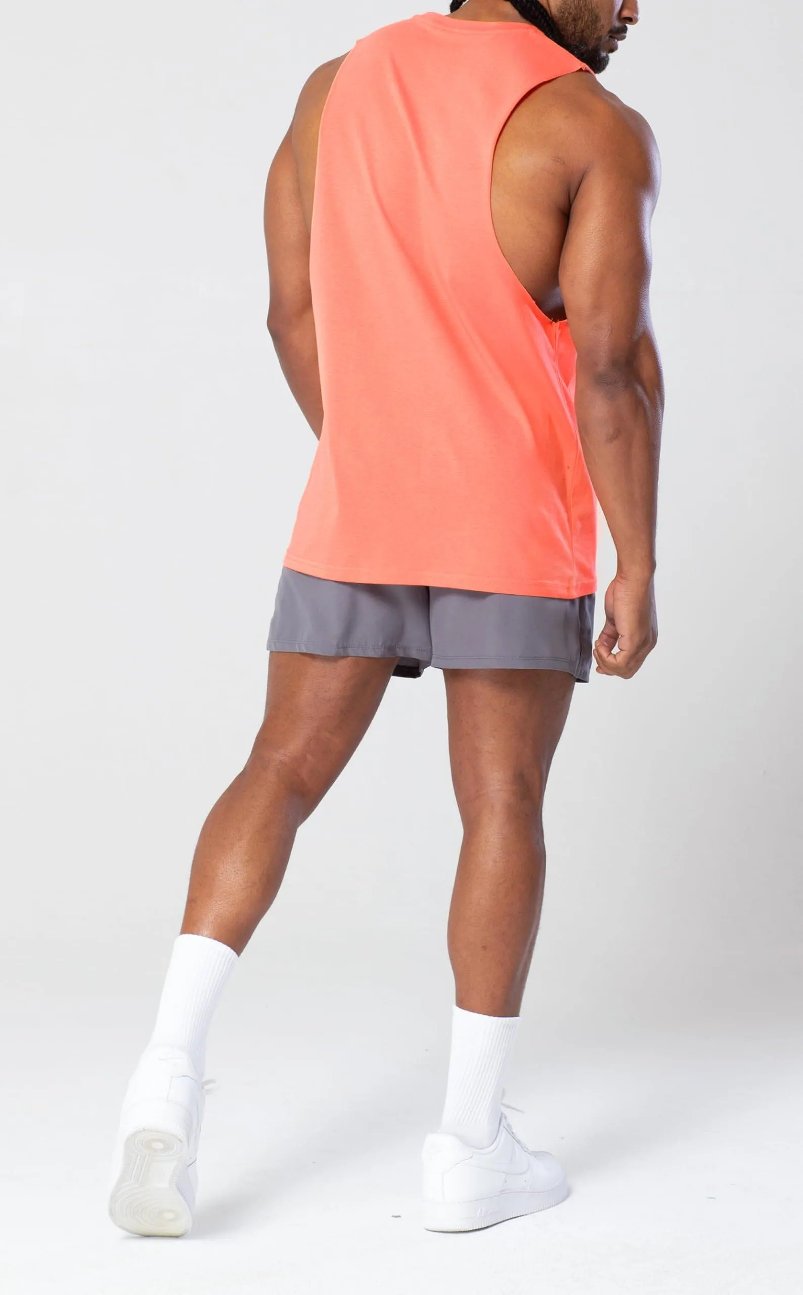 Project Titan Men's Icon Workout Drop Arm Tank Top Cut Off Sleeveless Gym Shirt Sunset Coral