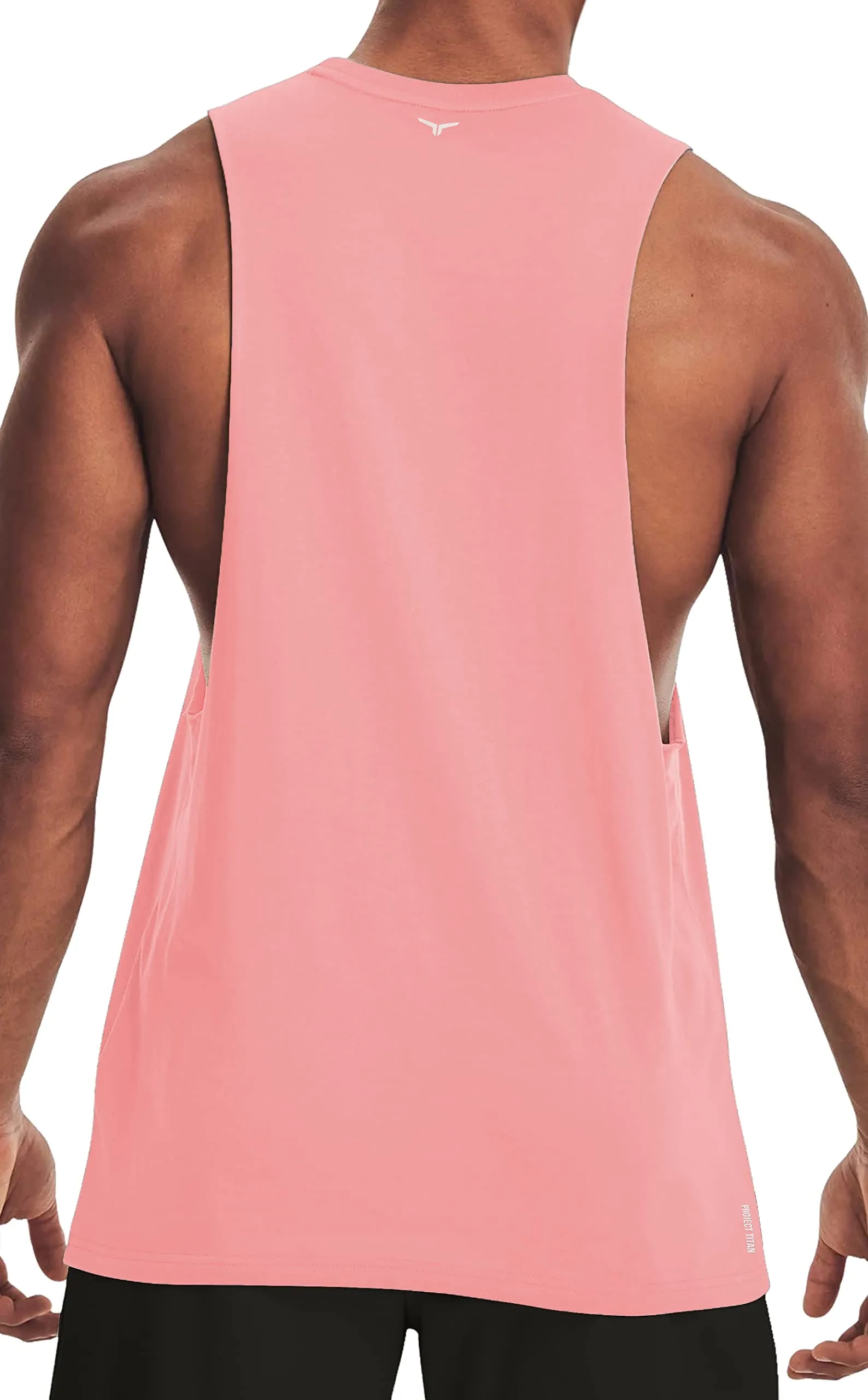 Project Titan Men's Workout Drop Arm Tank Top Cut Off Sleeveless Gym Shirt