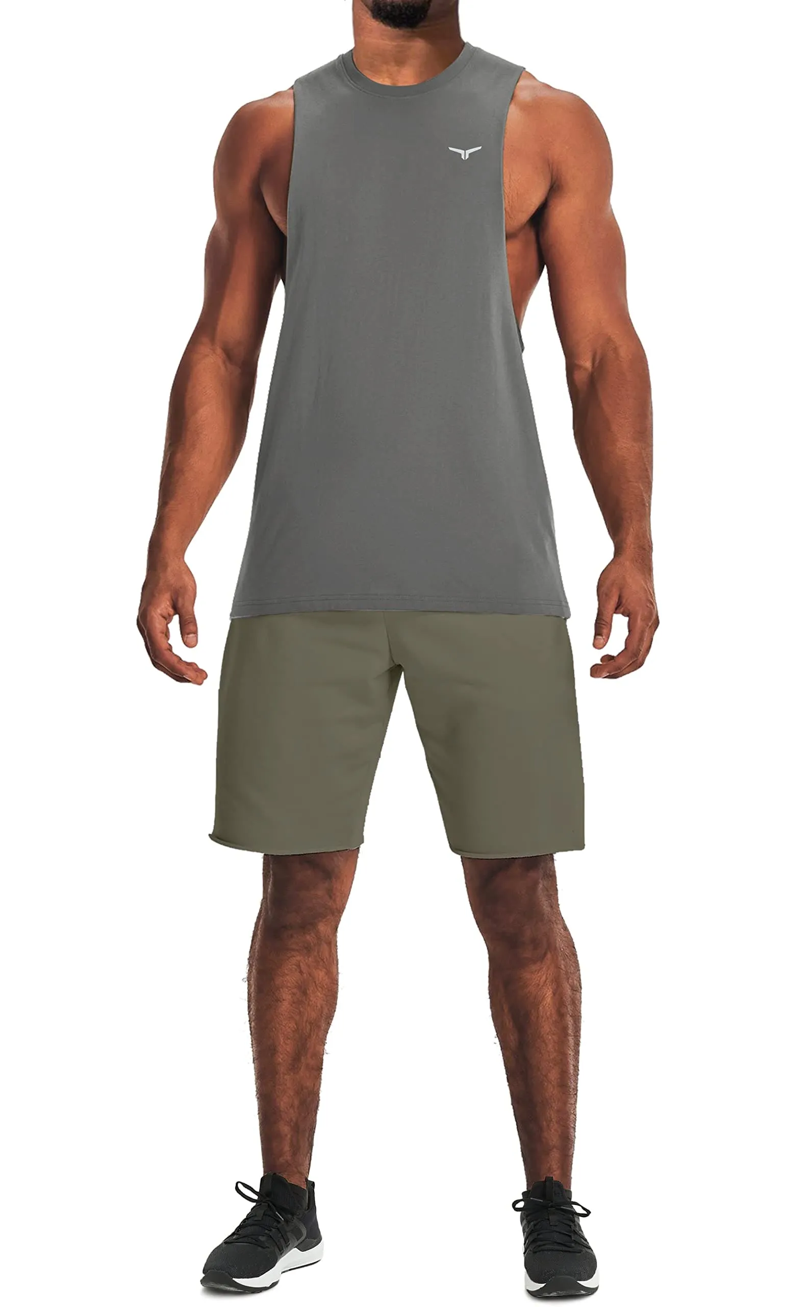 Project Titan Men's Workout Drop Arm Tank Top Cut Off Sleeveless Gym Shirt