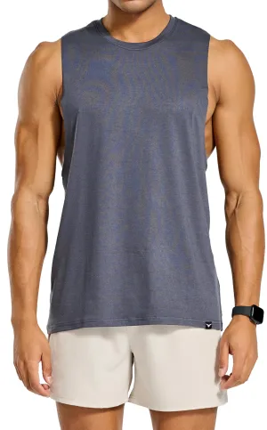 Project Titan Men's Workout Drop Arm Tank Top Cut Off Sleeveless Gym Shirts