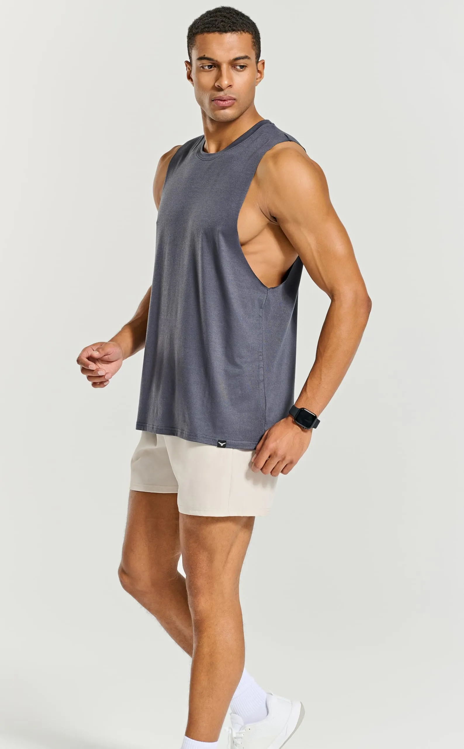 Project Titan Men's Workout Drop Arm Tank Top Cut Off Sleeveless Gym Shirts