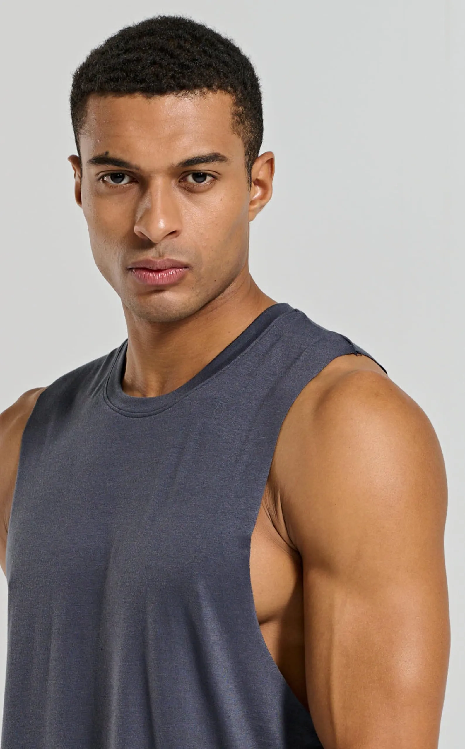 Project Titan Men's Workout Drop Arm Tank Top Cut Off Sleeveless Gym Shirts