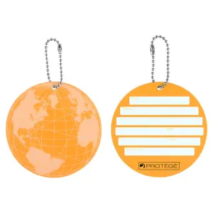 Protege Neon Round Ez Id Travel Baggage Suitcase Luggage Tags - 2 Pack - Orange