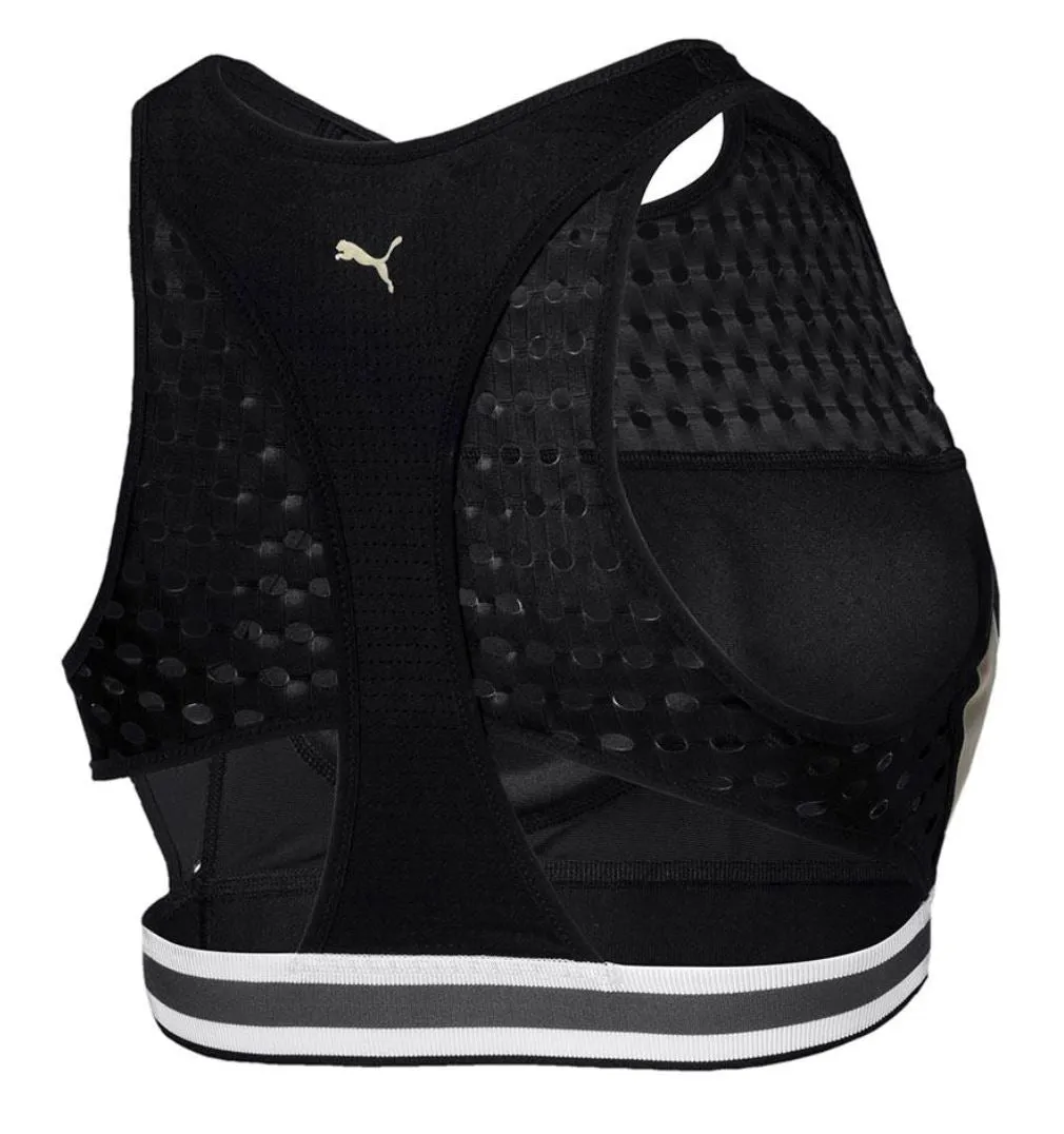 Puma Womens Sports Bra Crop Top Black & Gold Size Small