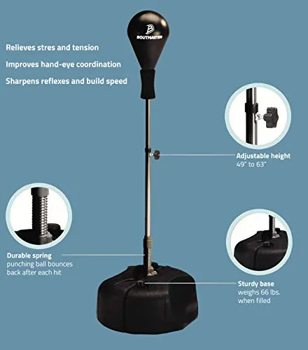 Punching Bag with Stand, for Kids & Adults, Height Adjustable - Freestanding Punching Ball Boxing Speed Bag - Great for MMA Training, Boxing Equipment, Stress Relief & Fitness (Pro)